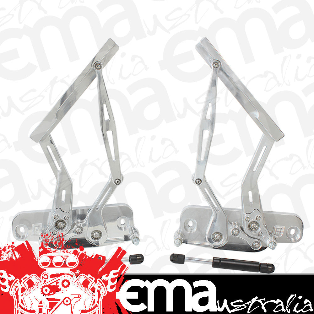 Billet Bonnet Hinge Kit - Polished Finish (Suits Holden Torana LC-LJ) (AF64-4108)