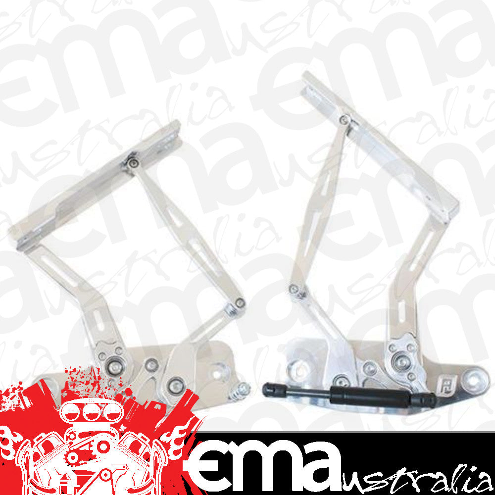 Aeroflow AF64-4108S Billet Bonnet Hinge Kit Silverlc - Lj - Holden Torana