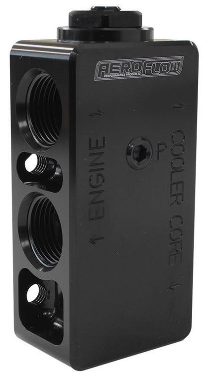 Aeroflow AF64-4111 Billet Oil Thermostat -10ORB x 4 1/8" Port . 71Degc Open