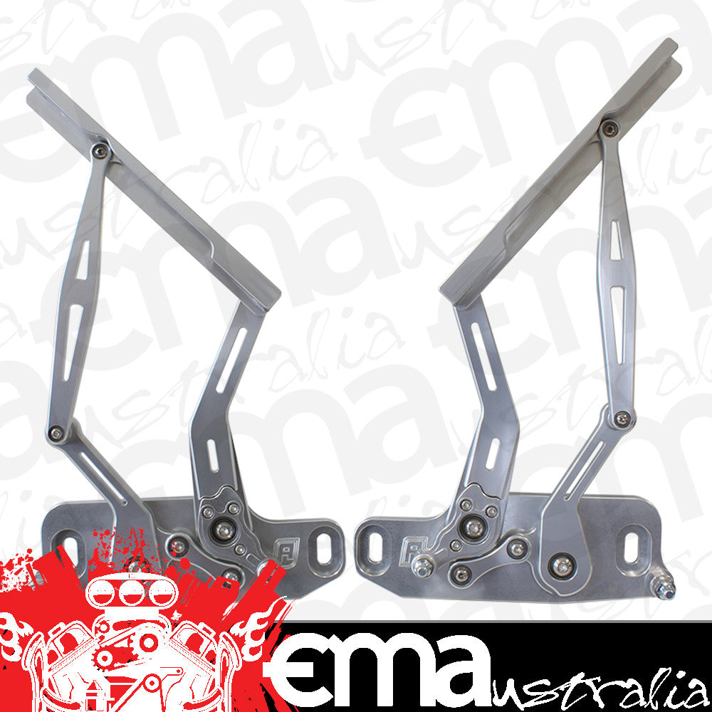 Billet Bonnet Hinge Kit - Silver Finish (Suits Holden HQ-WB, Torana LH-UC) (AF64-4122S)