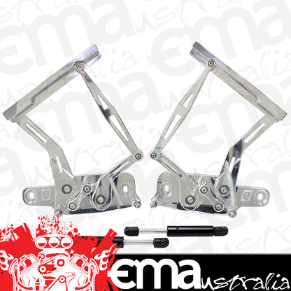Aeroflow AF64-4128 Billet Bonnet Hinge Kit Polishlc - Lj - Holden Torana