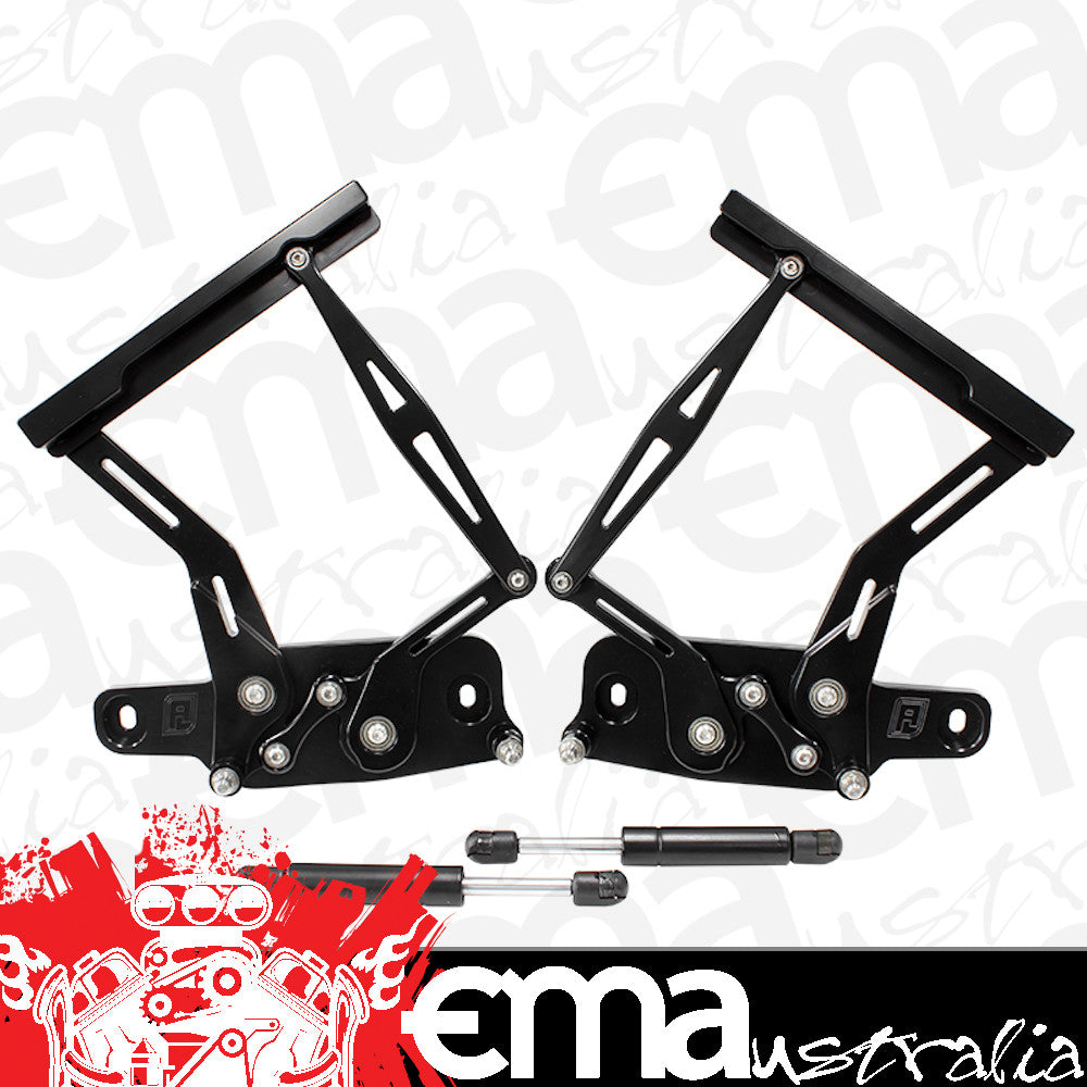 Aeroflow AF64-4128BLK Billet Bonnet Hinge Kit Black Lc - Lj - Holden Torana