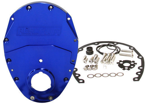 AEROFLOW BILLET 2 PCE TIMING COVER CHEV SB 262-350 BLUE AF64-4350