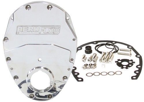 Aeroflow AF64-4350C Sb Chev 350 V6 2 Piece Timing Cover Kit Billet Chrome