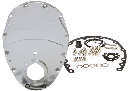 Aeroflow AF64-4350S Sb Chev 350 V6 2 Piece Timing Cover Kit Billet Silver