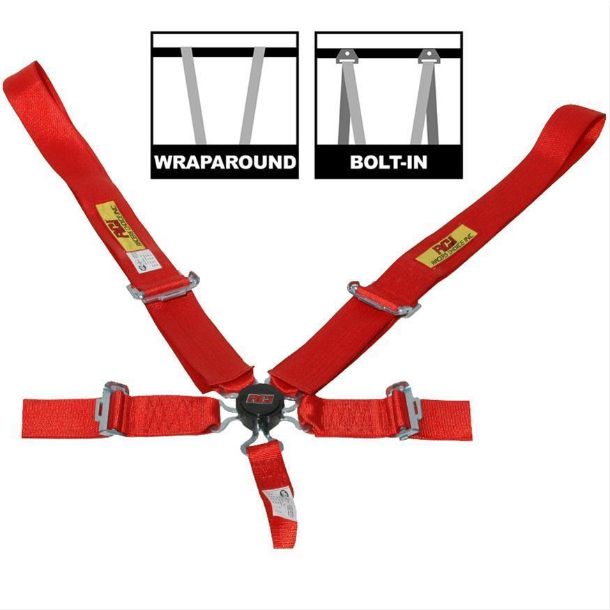 RCI RCI9210CB 5 Point 3" Cam-Lock Racing Harness Red Pull Down Type SFI 16.1