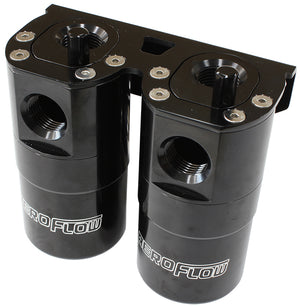 Aeroflow AF64-4364BLK Dual Catch Can -10ORB Air / Oil Separator Diesel