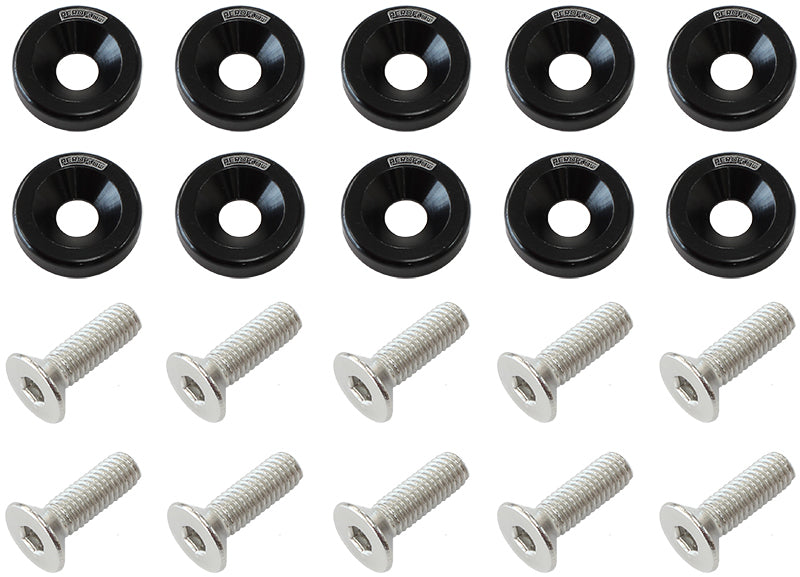 Aeroflow Performance Products AF64-4365BLK Billet Dress Up / Fender Bolt (10 Pack) M6 x 1.00mm UHL 20mm