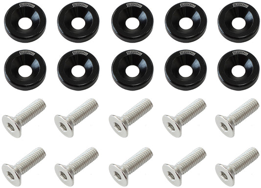Aeroflow AF64-4365BLK Billet Dress Up / Fender Bolt (10 Pack) M6 x 1.00mm UHL 20mm
