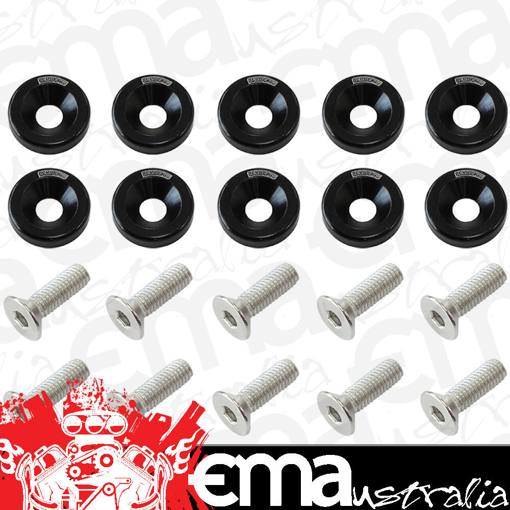 Aeroflow Performance Products AF64-4365BLK Billet Dress Up / Fender Bolt (10 Pack) M6 x 1.00mm UHL 20mm