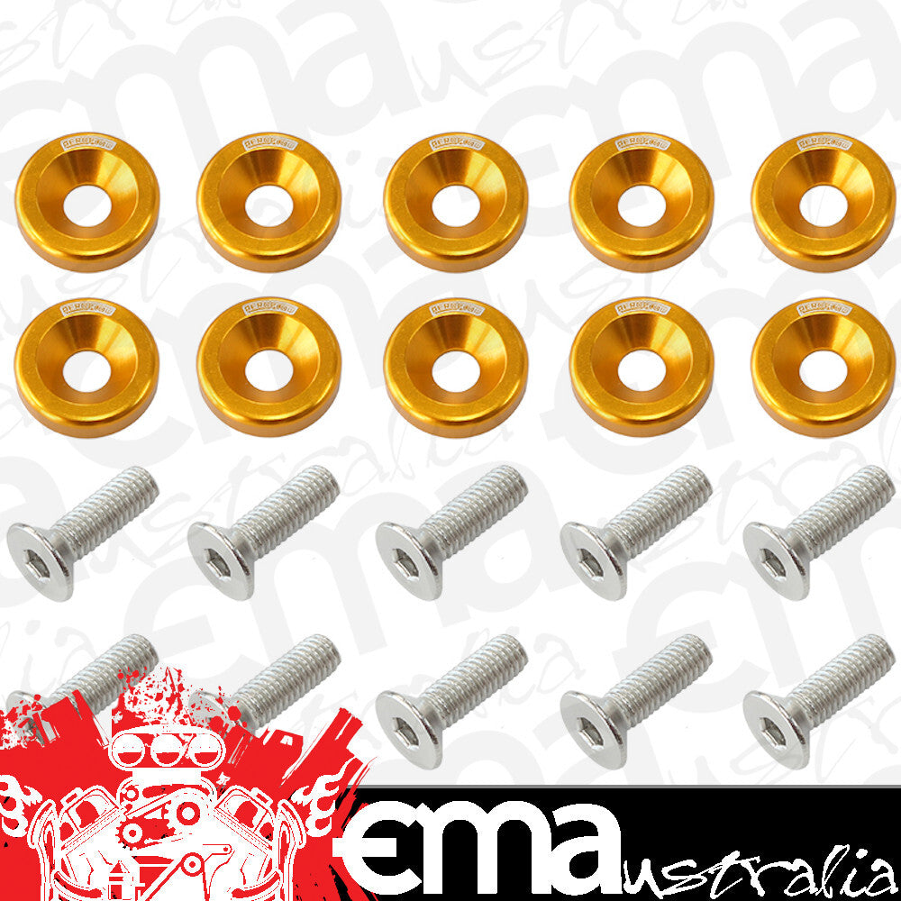 Aeroflow AF64-4365G Billet Dress Up / Fender Bolt (10 Pack) M6 x 1.00mm UHL 20mm