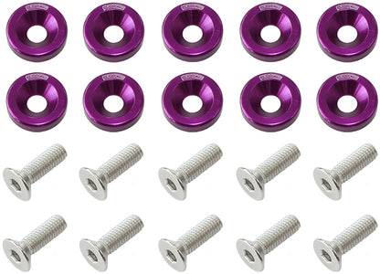 Aeroflow Performance Products AF64-4365PUR Billet Dress Up / Fender Bolt (10 Pack) M6 x 1.00mm UHL 20mm