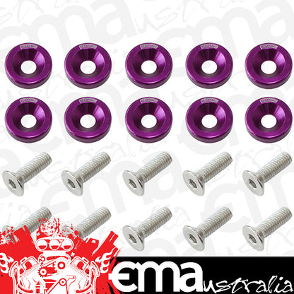 Aeroflow Performance Products AF64-4365PUR Billet Dress Up / Fender Bolt (10 Pack) M6 x 1.00mm UHL 20mm
