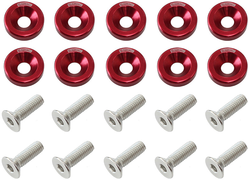 Aeroflow AF64-4365R Billet Dress Up / Fender Bolt (10 Pack) M6 x 1.00mm UHL 20mm