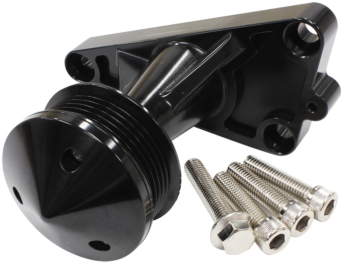 Aeroflow AF64-4367BLK GM LS Power Steering Delete IDler Bracket & Pulley Black