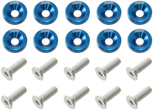 Aeroflow AF64-4371 BILLET DRESS UP FENDER BOLT 10 PACK 5/16 UNC UHL 25MM BLUE