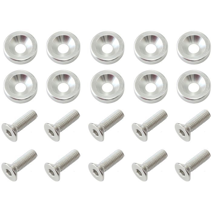 Aeroflow AF64-4374S Billet Dress-Up/Fender Bolt Kit M8 x 1.25mm (20mm UHL) Silver Finish