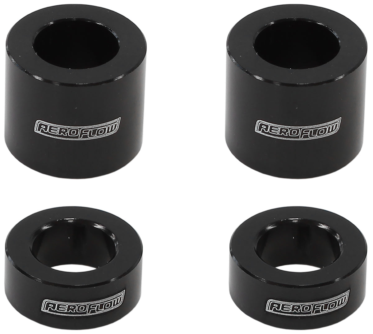 Aeroflow AF64-4377BLK BILLET BOLT SPACERS M10 BLACK 3/8 PACK OF 4