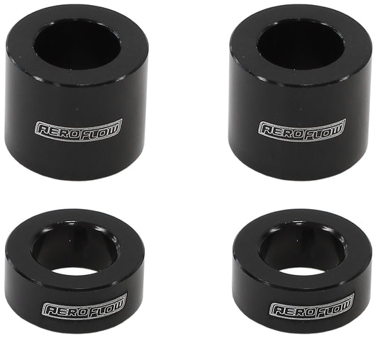 Aeroflow AF64-4377BLK BILLET BOLT SPACERS M10 BLACK 3/8 PACK OF 4