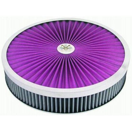 RPC RPCR2026x Round Super Flow Air Cleaner Set 14'x3' fits Single Quad Carburettors Hi-Lip Chrome Plated Steel Base
