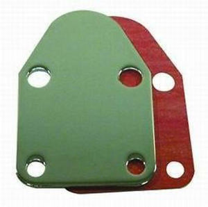 RPC RPCR2057 Chrome Steel Fuel Pump Block Off Plate w/Gasket Chev SB 262-400 V8