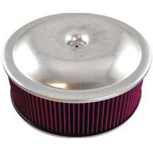 RPC RPCR2293 Round Spun Aluminium Air Cleaner Set 14' x 3' fits Carburettors w/5.125' Neck Off-Set Base