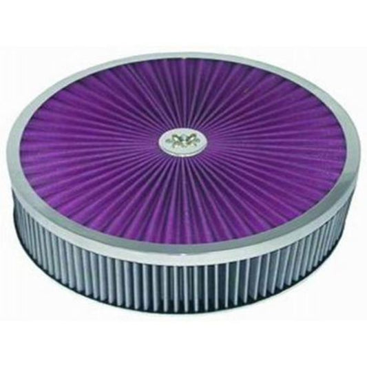 RPC RPCR2427x Round Super Flow Air Cleaner Set 14' x 4' Chrome Plated Aluminum Trimmed Top Off-Set Chrome Plated Steel Base