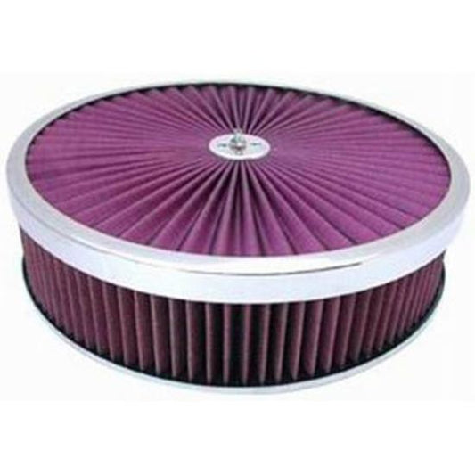 RPC RPCR2441x Round Super Flow Air Cleaner Set 14' x 3' Chrome Plated Aluminum Trimmed Top Dominator Chrome Plated Steel Base
