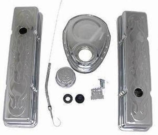 RPC RPCR3033 Chrome/Flamed Dress Up Kit suit Chev SB 283-350Ci Short Covers