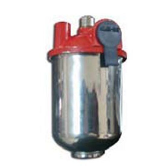 RPC RPCR4297 Small Chrome Red Top Single Port Fuel Filter Serviceable