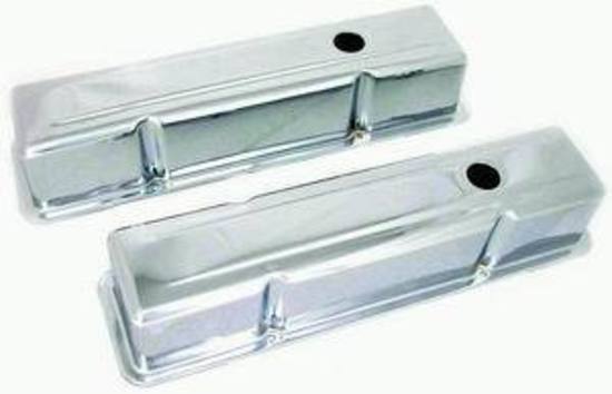 RPC RPCR4962 Chrome Steel Valve Covers Tall 3-5/8" Non Baffled fits SB Chev 1958-86 283 - 350