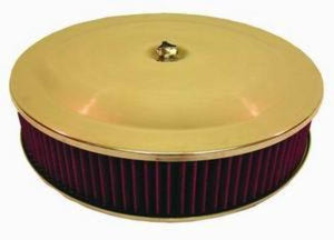 RPC RPCR5285 14" x 4" Air Cleaner Anodised Aluminium Finish w/ Flat Base & Washable Elementfits Single Quad Carburettors w/ 5-1/8" Neck Hardware Not Included