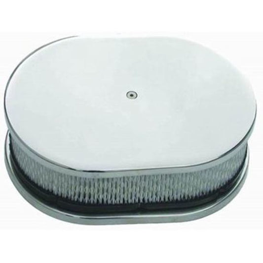 RPC RPCR6020-1 Polished Oval Air Cleaner Assembly 12" x 2" w/ Paper Element