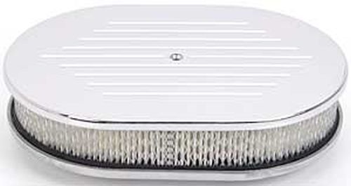 RPC RPCR6020C Oval Ball Milled Alloy Air Cleaner 12"x2" Chrome fits 5-1/8" Neck