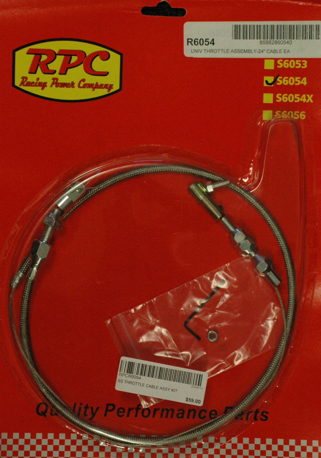 RPC RPCR6054 Universal 24" Braided Throttle Cable Assembly