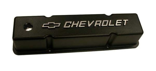 RPC RPCR6336 Tall Alloy Valve Covers Black w/ Chev Logo suit Chev SB V8