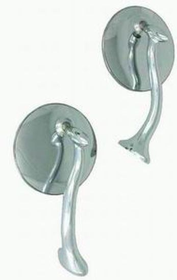 RPC RPCR6615 Stainless Steel Retro Street Rod Mirror 4" Round 1 Pr Left & Right