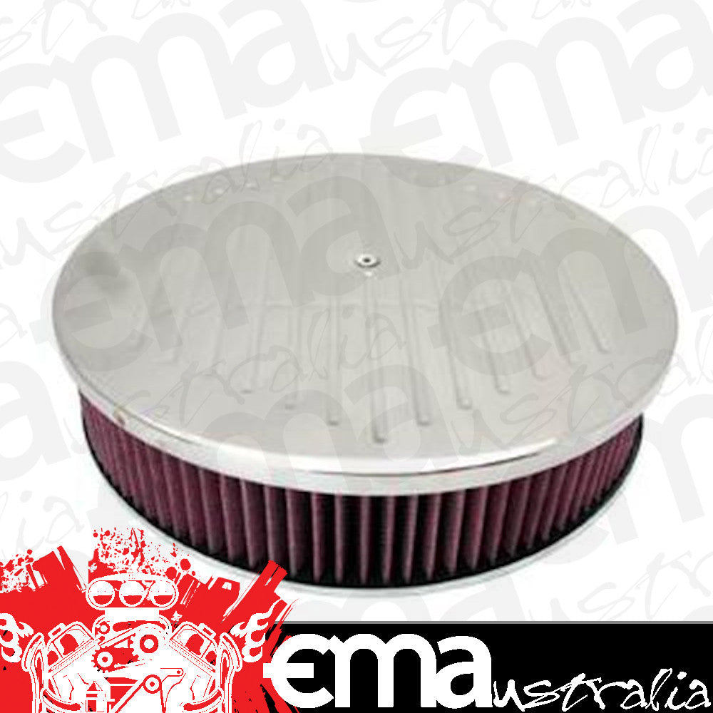 RPC RPCR6811C 14x3" Ball Milled Air Cleaner Washable Polished Alloy fits 5-1/8"