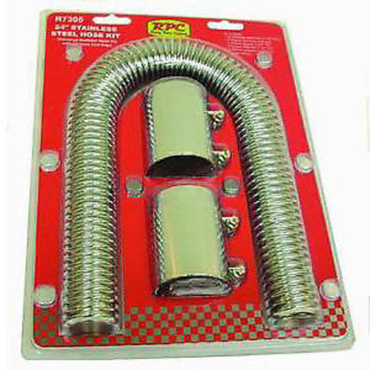 RPC RPCR7308 Stainless Steel Radiator Hose Kit 36" Hose Length Chrome End Caps