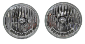 RPC RPCR7420 7" Round H4 Headlight Assembly w/ 9 Amber Led Turn Signal 1 (pair)