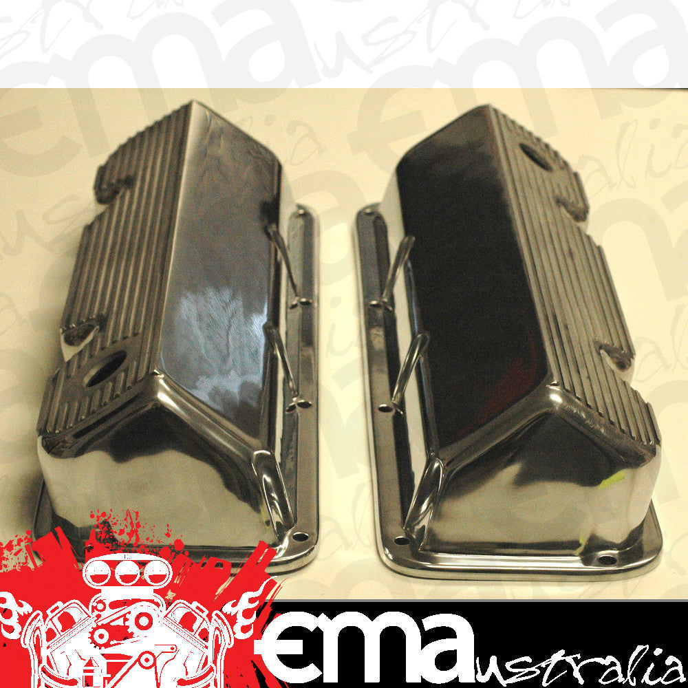 RPC RPCR7638 Polished Alloy Nosltalgia Finned Valve Covers fits Ford 302/351C