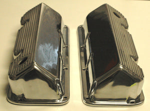 RPC RPCR7638 Polished Alloy Nosltalgia Finned Valve Covers fits Ford 302/351C
