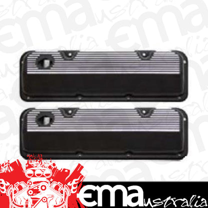RPC RPCR7639 Nostalgia Alloy Black Finned Valve Covers suit Ford 351C V8