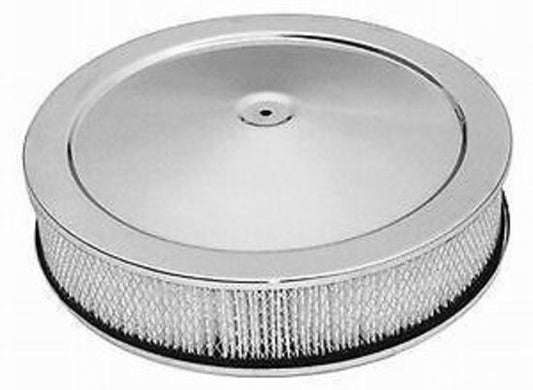 RPC RPCR8000 14" x 3" Chrome Steel Muscle Car Style Air Cleaner Flat Base