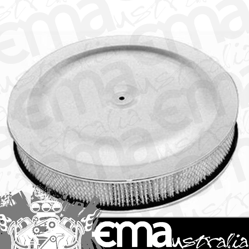 RPC RPCR8033 Round Race Car Style Air Cleaner Set 14' x 3' w/Paper Element Chrome Plated Steel Top & Hi-Lip Style Base