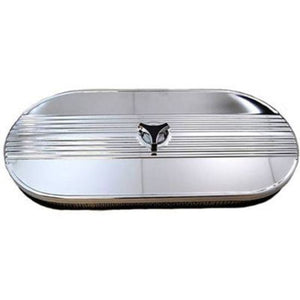 RPC RPCR8104 Cobra Style Air Cleaner Kit 65-73 Mustang 21'L x 10'W x 2.25'T Chrome Plated Steel Finned Top & Steel Base