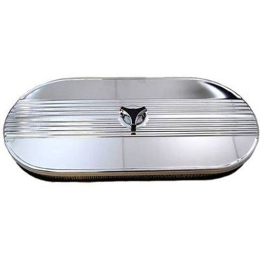 RPC RPCR8104 Cobra Style Air Cleaner Kit 65-73 Mustang 21'L x 10'W x 2.25'T Chrome Plated Steel Finned Top & Steel Base