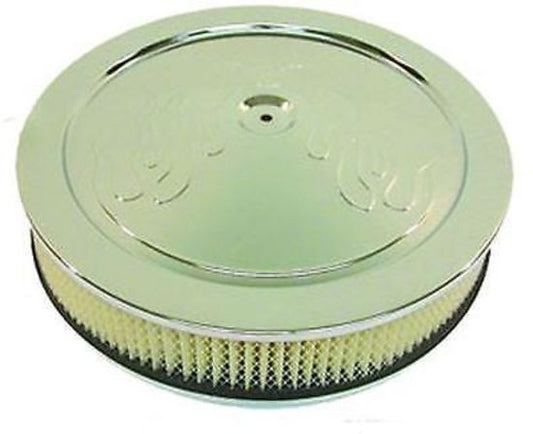 RPC RPCR8196 14x3" Chrome Flamed Muscle Car Style Air Cleaner Flat Base