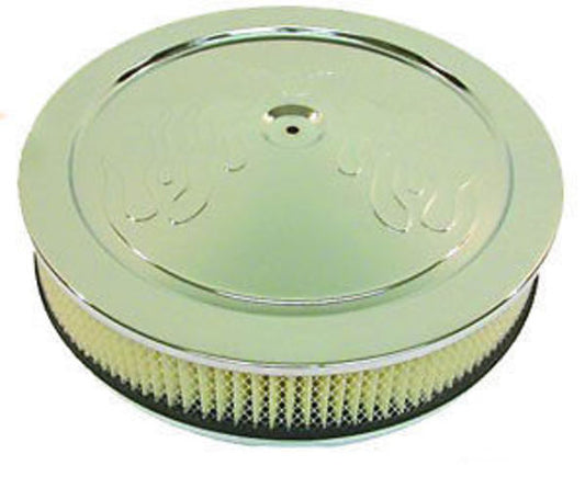 RPC RPCR8199 14x3" S/Steel Flamed Muscle Car Style Air Cleaner Flat Base