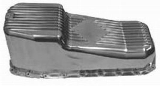 RPC RPCR8443 Polished Aluminium Stock Oil Pan 3.7Ltr Capacity Finned fits 1980-85 Driver Dipstick SB Chev 283 - 400 Drain Plug & Mounting Bolts Included